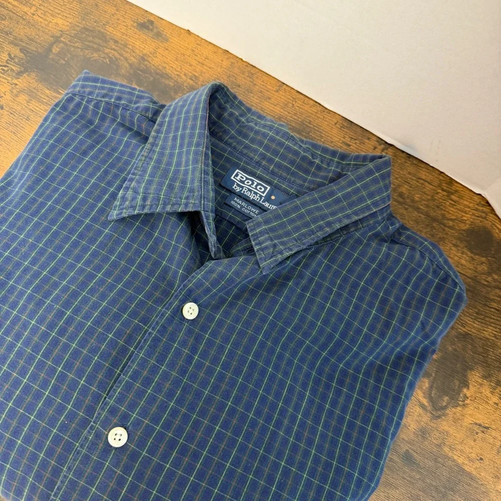 Polo Ralph Lauren Shirt Mens XXL Blue Pony Marlowe Plaid Button Down Long Sleeve